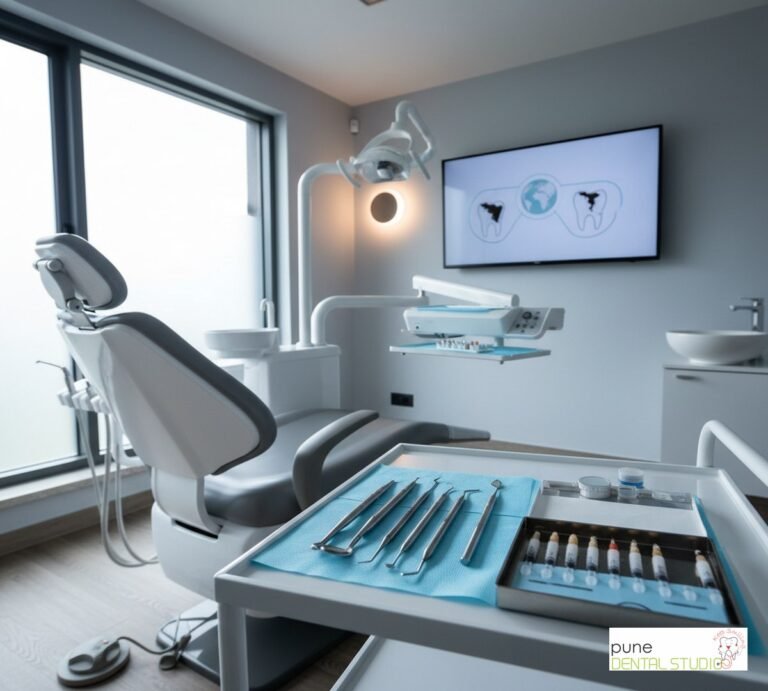 Equipment and interior of a Dental Clinic in Baner, illustrating “The Global Dental Crisis: A Silent Epidemic Impacting Billions”, for the section “Decaying Smiles: The Global Dental Crisis Unveiled”