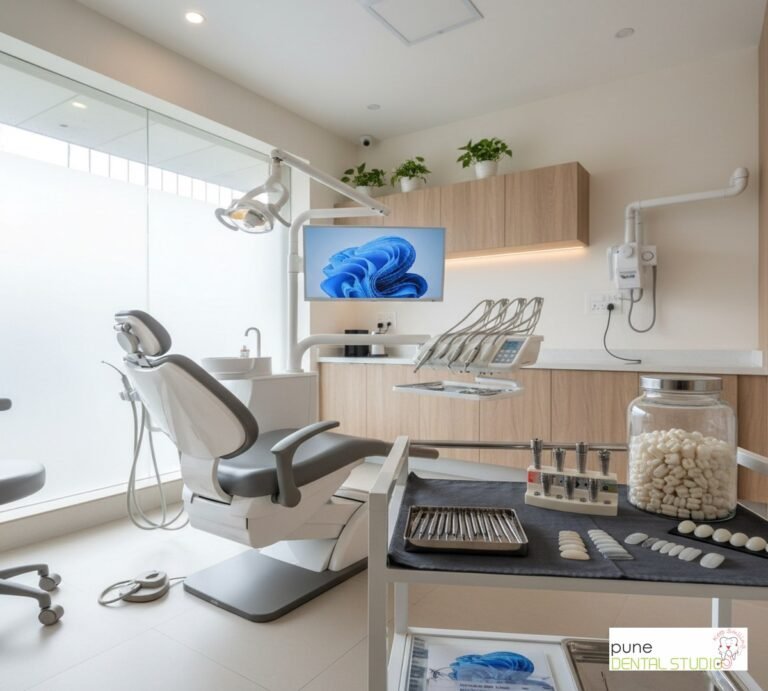Equipment and interior of a Dental Clinic in Baner, illustrating “Introduction to Dental Care in Pune”, for the section “Understanding Root Canals”
