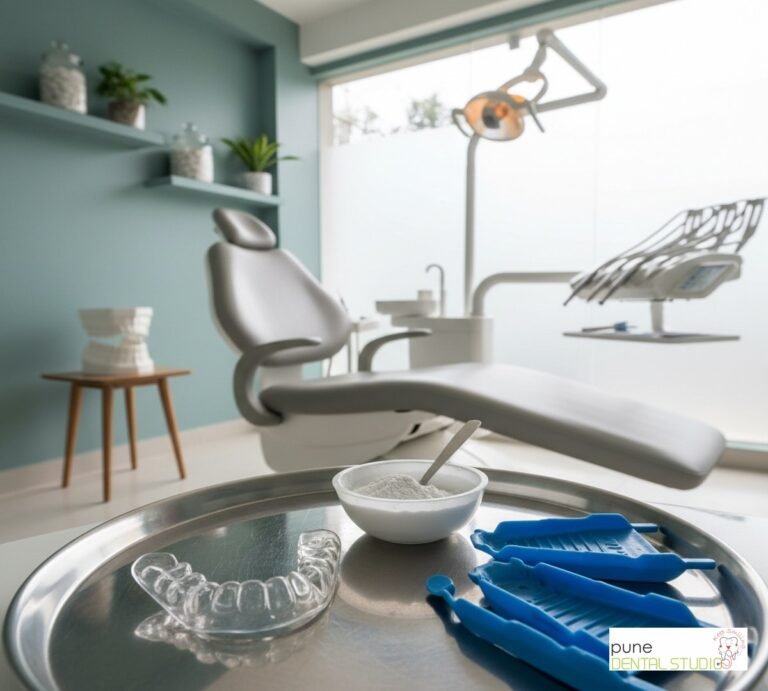 Equipment and interior of a Dental Clinic in Baner, illustrating “PTSD and Bruxism: A Hidden Health Connection”, for the section “Understanding PTSD and Bruxism”