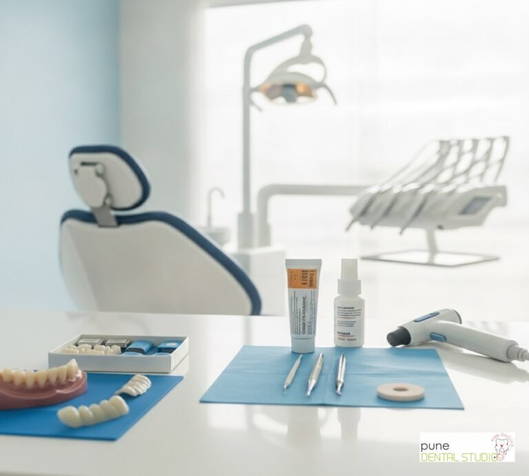 Equipment and interior of a Dental Clinic in Baner, illustrating “Porcelain vs. Composite Veneers: Which Lasts Longer in Pune's Climate?”, for the section “When Your Smile Needs a Second Chance”