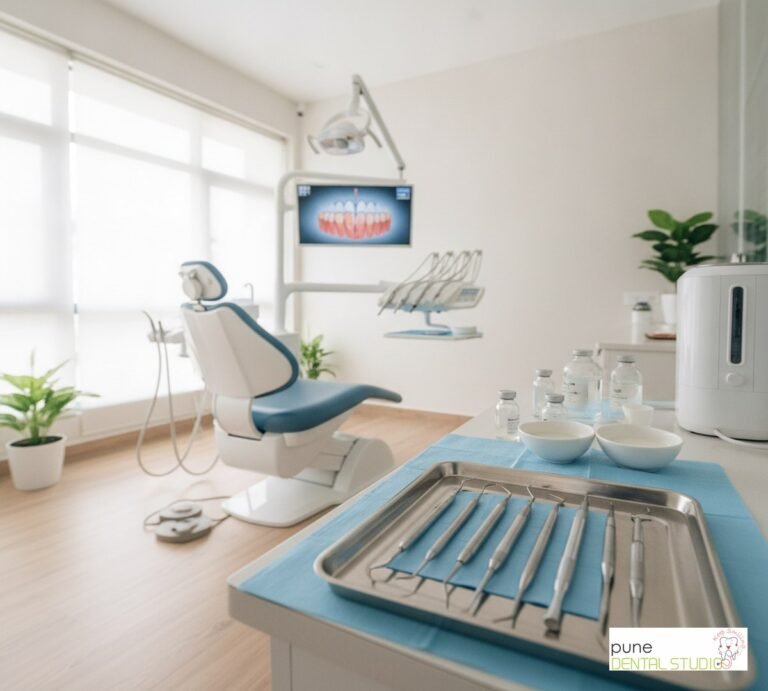 Equipment and interior of a Dental Clinic in Baner, illustrating “The Gum Disease Myth: Can You Reverse Early Periodontal Damage Without Surgery?”, for the section “The Question I Hear Almost Every Week”