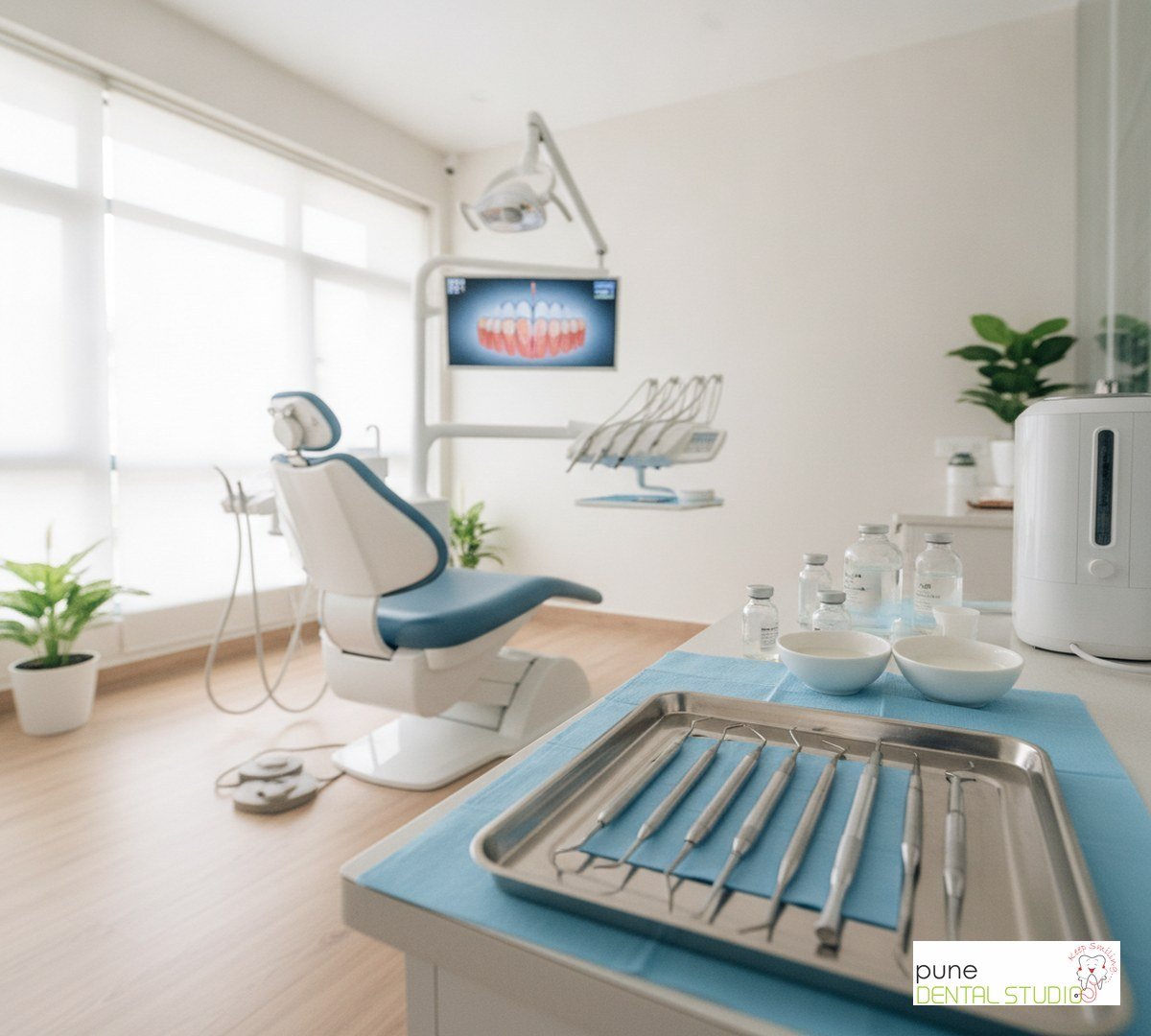 Equipment and interior of a Dental Clinic in Baner, illustrating “The Gum Disease Myth: Can You Reverse Early Periodontal Damage Without Surgery?”, for the section “The Question I Hear Almost Every Week”